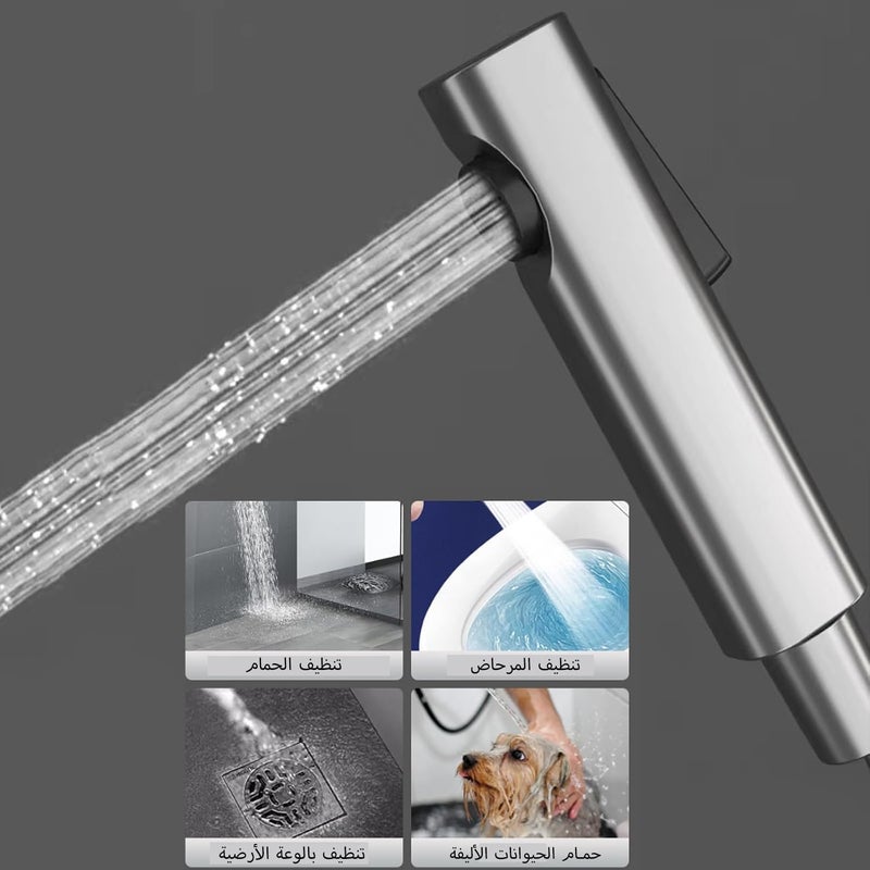 4-Function Gun Gray Shower Faucet Set with Digital Display, Brass Rain Shower Combo, 3-Mode Hand Shower & Bidet Sprayer for Bathroom | Extra Includes 30cm Shower Head Extension Bar - Image 5
