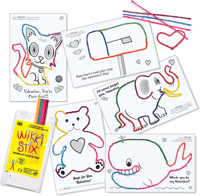 WikkiStix Wikki Stix Valentines Fun Favors 50 Pak Valentines Gifts for Kids and Kids Classroom Gift Bags 50 Individually Packaged Paks each with 8 Wikki Stix and ConnecttheDot Craft Made in USA - Image 5