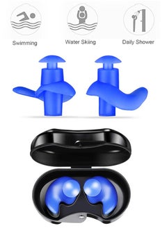 QUTOOB Premium Quality Silicone Swimming Ear Plugs for Swimming, Snorkeling, Scuba Diving, Showering, Surfing and Other Water Sports, Suitable for Kids and Adults, 2 Pc Swimming Earplugs With Storing Case  - Image 1