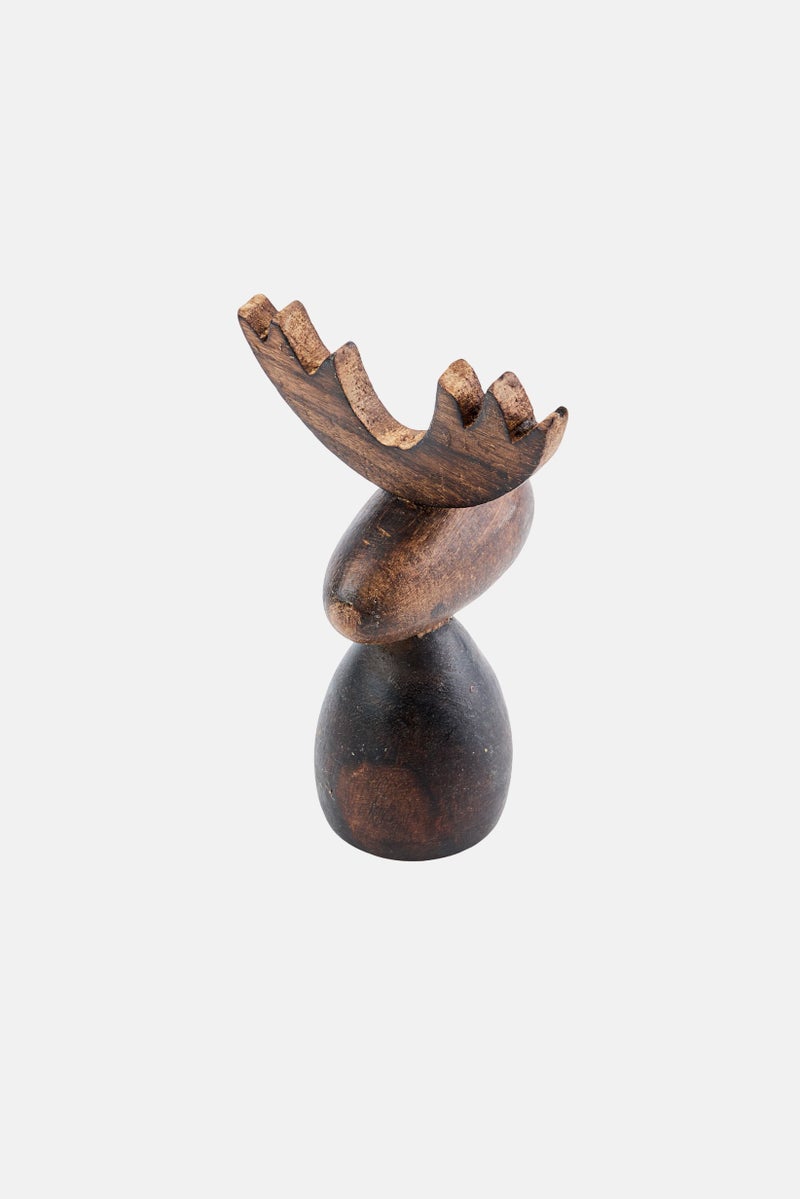 Boltze Wood Elmo Deer Figure, Dark Brown  - Image 1