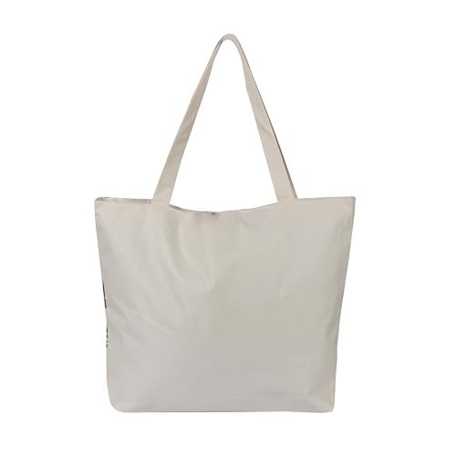 BROGBUS Classics Canvas Tote Bags for Women Girls Canvas Handbag Zipper Large Capacity Shoulder Bag for College Office Use (Cream Color) - Image 2