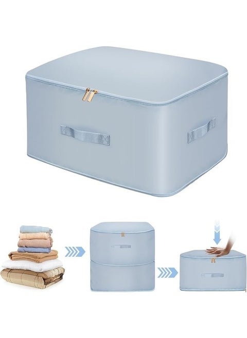 Foldable and Expandable Storage Organizer for Organizing Clothes, Blankets, Quilts, and More 52X42X60Cm- Blue