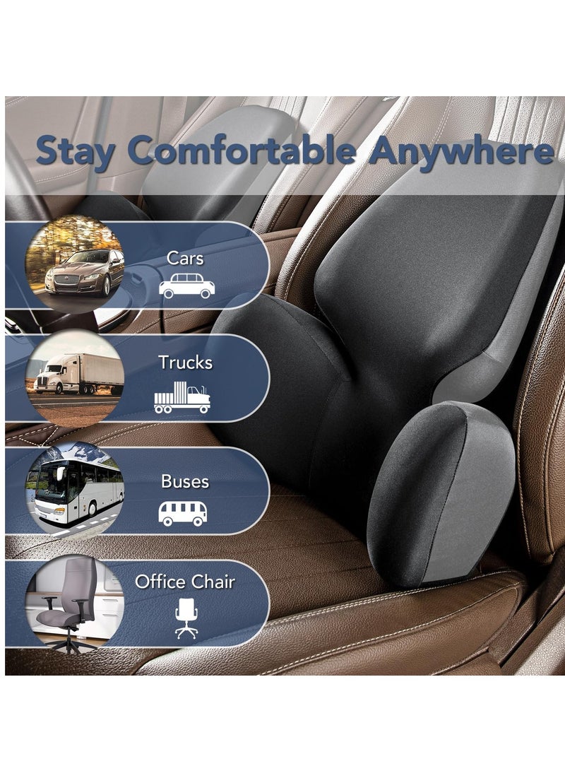 Excefore Car Lumbar Support, 1 Pack Lower Back Cushion for Driver Back Pain Relief, Ergonomic Memory Foam Back Rest with Soft Washable Cover , Black&Grey  - Image 4