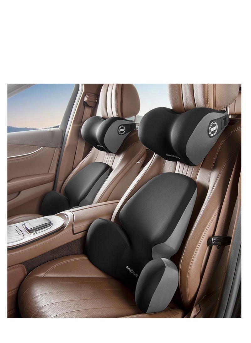 Excefore Car Lumbar Support, 1 Pack Lower Back Cushion for Driver Back Pain Relief, Ergonomic Memory Foam Back Rest with Soft Washable Cover , Black&Grey  - Image 1