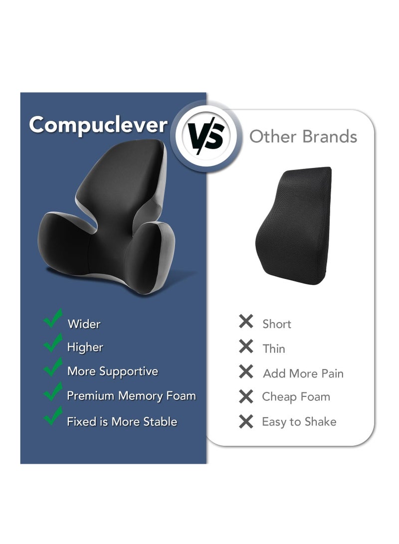 Excefore Car Lumbar Support, 1 Pack Lower Back Cushion for Driver Back Pain Relief, Ergonomic Memory Foam Back Rest with Soft Washable Cover , Black&Grey  - Image 2