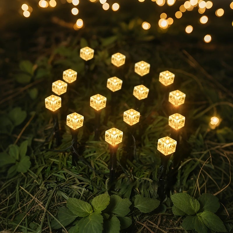 White 20 LEDs Solar Outdoor Ice Tile Lights 8 Modes For Garden Lawn Patio Decoration - Image 4