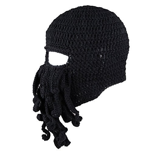 Kafeimali Men's Head Barbarian Vagabond Beanie Original Foldaway Beard Octopus Pirate Hats Bearded Caps (Black) - Image 3