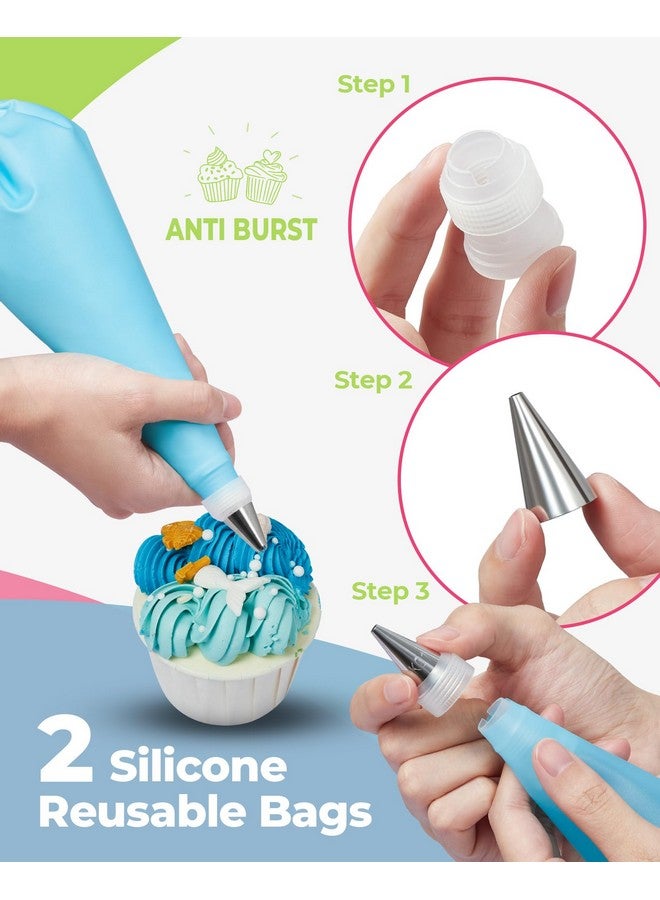 Kootek 32-Piece Piping Bags and Tips Set with 24 Icing Piping Tips, 2 Reusable Pastry Bags 12 Inch, Reusable Piping Icing Bags and Tips, Cake Decorating Kit for Frosting Cookie, Cupcake - Image 3