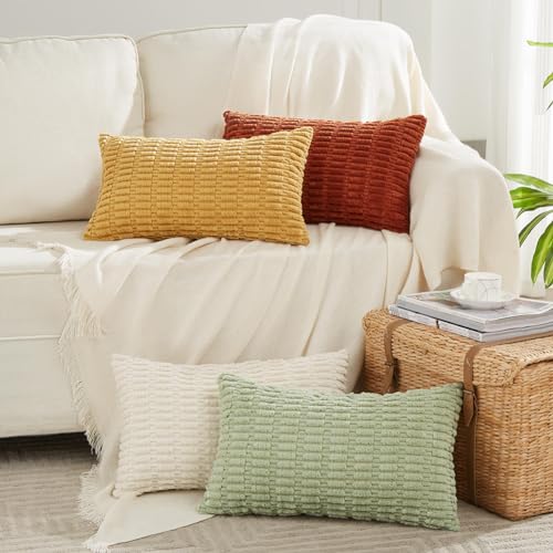 Fancy Homi 4 Packs Decorative Throw Pillow Covers for Living Room Couch Bed Modern Farmhouse Boho Home Dcor Accent Cushion Case 20 x 12 Fall - Image 1