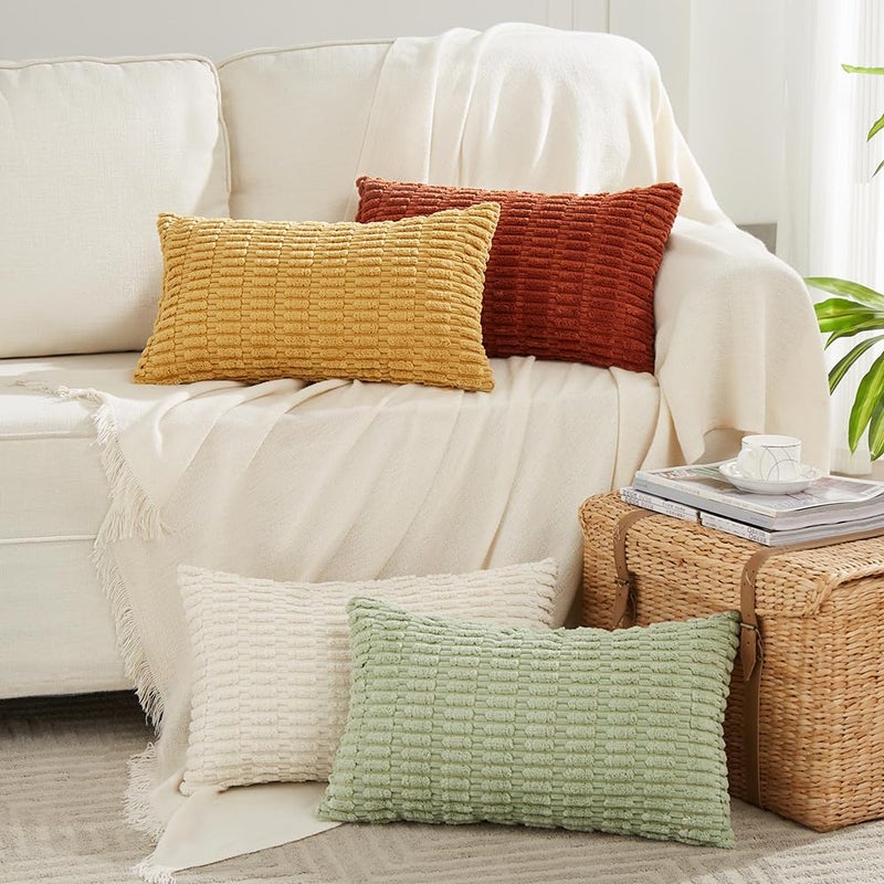 Fancy Homi 4 Packs Decorative Throw Pillow Covers for Living Room Couch Bed Modern Farmhouse Boho Home Dcor Accent Cushion Case 20 x 12 Fall - Image 2