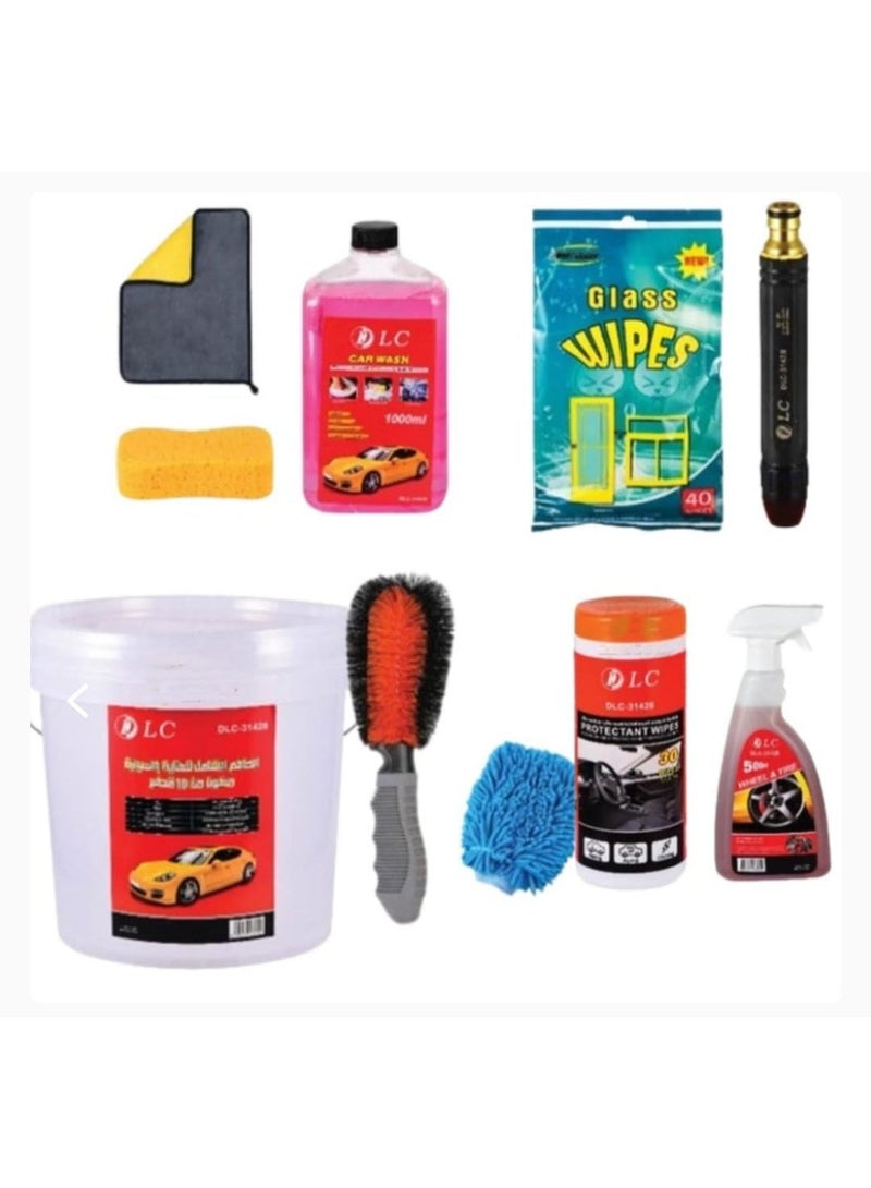 Complete 10-Piece Car Care Cleaning Kit with Exterior & Interior Detailing Tools, Tire Cleaner, Dashboard Polish, Glass Wipes and Wash Accessories - Image 2