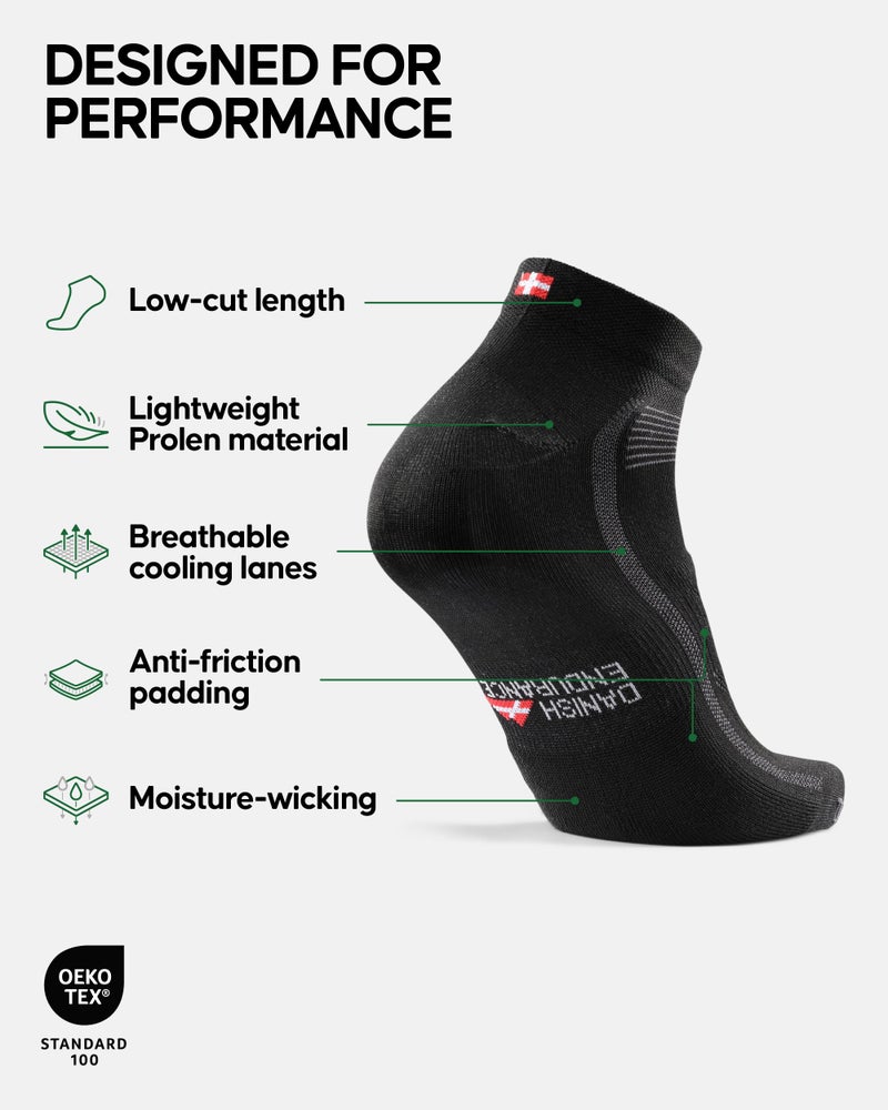 DANISH ENDURANCE Cycling Socks, Crew Length, Breathable, and Cushioned Bike Socks, for Men & Women, 3-Pack, Black, Medium - Image 2