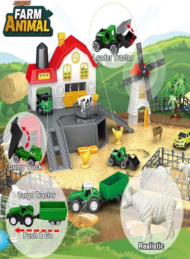 Frontoytall Farm Animal Toys Playset - 49 Piece Barn House with 12 Animal Figurines Tractor Trucks & Durable Play Mat + Fences, US-Safety Certified Educational Toys for 4-6 Kids Ages 3-12 - Image 4
