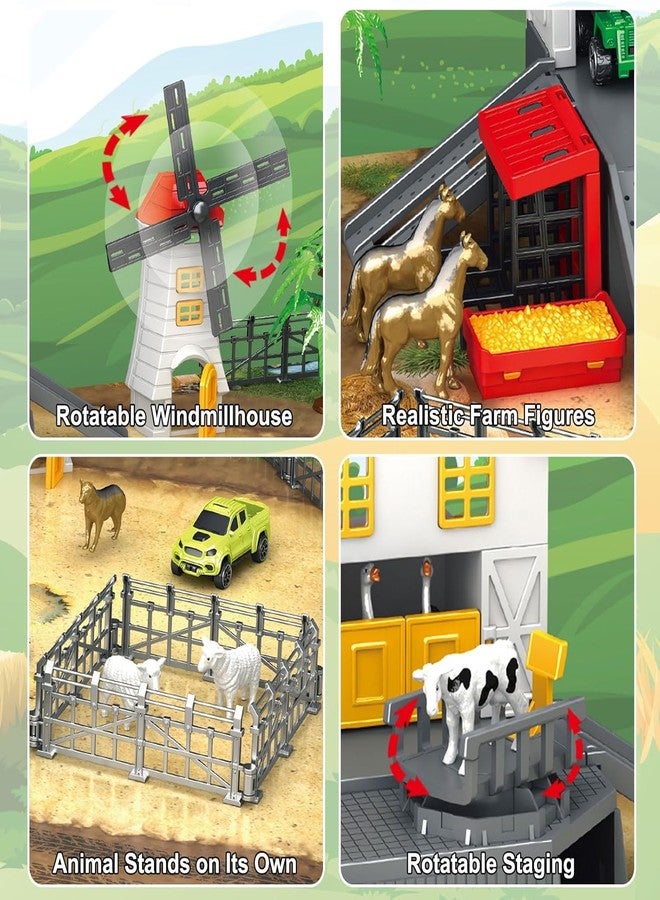 Frontoytall Farm Animal Toys Playset - 49 Piece Barn House with 12 Animal Figurines Tractor Trucks & Durable Play Mat + Fences, US-Safety Certified Educational Toys for 4-6 Kids Ages 3-12 - Image 5