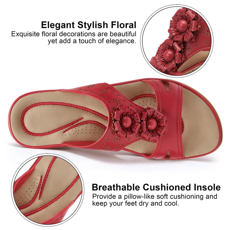 Ecetana Womens Slide Sandals Summer Flats 2026 Comfortable Walking Dressy Slides for Casual Indoor Outdoor - Image 4
