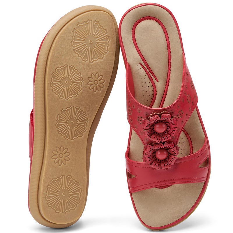 Ecetana Womens Slide Sandals Summer Flats 2026 Comfortable Walking Dressy Slides for Casual Indoor Outdoor - Image 1