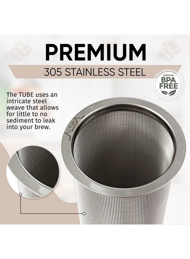 Altura Altura The TUBE+ Cold Brew Coffee Maker for Wide Mouth Mason Jars - Versatile Stainless Steel Filter Strainer & Infuser for Iced Coffee, Cold Brew, Tea, Fruit Water & More - (64oz/2qt) - Image 4