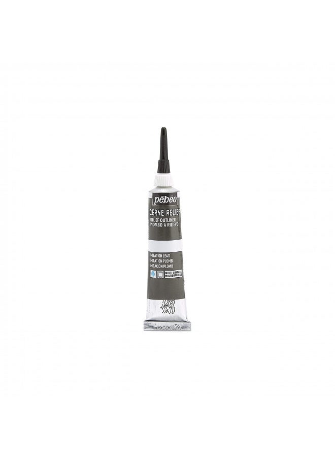 Pebeo - Pebeo Vitrail, Cerne Relief Dimensional Paint, 20 ml Tube with Nozzle - Imitation Lead (Packaging May Vary) - Image 1
