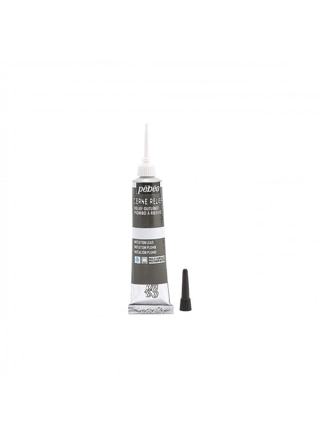 Pebeo - Pebeo Vitrail, Cerne Relief Dimensional Paint, 20 ml Tube with Nozzle - Imitation Lead (Packaging May Vary) - Image 1