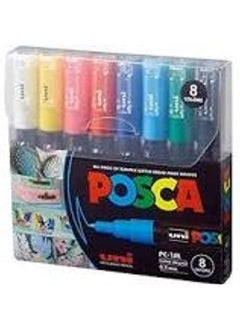 Uni Mitsubishi Posca Paint Marker Pen - PC-1M Extra Fine 0.7 mm, 8 Colors  - Image 1
