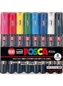 Uni Mitsubishi Posca Paint Marker Pen - PC-1M Extra Fine 0.7 mm, 8 Colors  - Image 4