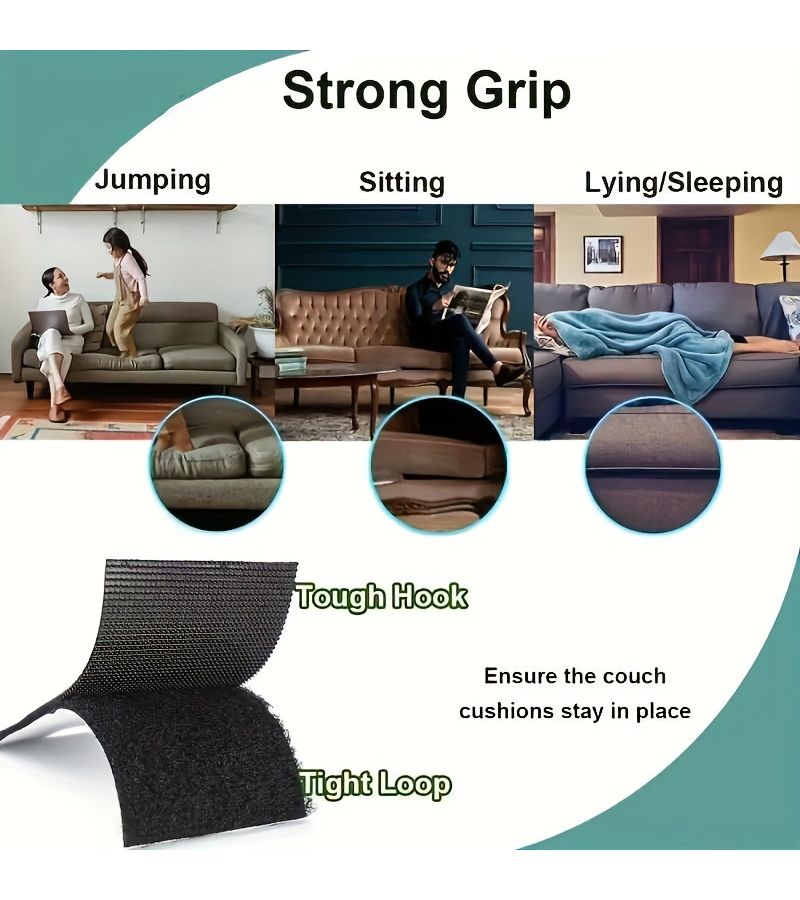 White 1.57Inch Wide Self Adhesive Hook And Loop Fastening Tape Thickened Nylon Heavy Duty Double Sided Anti Slip Sofa Cushion Strip For Carpets Walls Furniture Reusable And Repositionable - Image 5