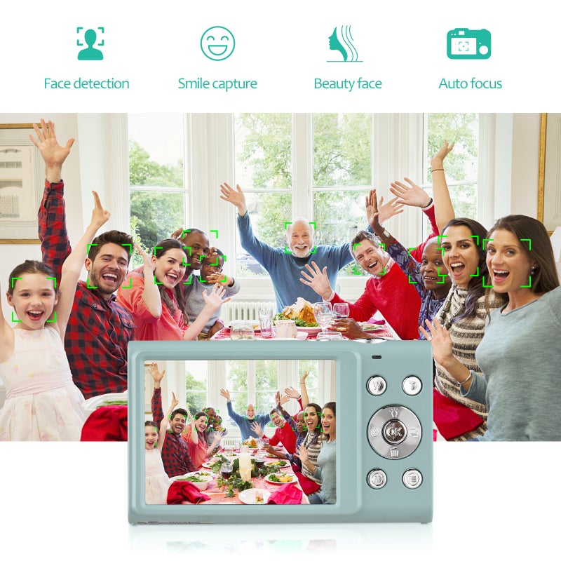 Kids Digital Camera: Green 48MP Photo 2.7K Video - 16X Digital Zoom 2.88 Inch IPS Screen Compact Multi-function Camera for Kids, Teens, Daily Life Recording - Image 2