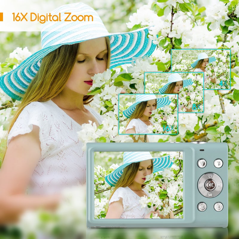 Kids Digital Camera: Green 48MP Photo 2.7K Video - 16X Digital Zoom 2.88 Inch IPS Screen Compact Multi-function Camera for Kids, Teens, Daily Life Recording - Image 4