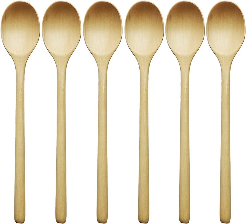 ADLORYEA Wooden Spoons for Eating, 9 inch Small Wooden Spoon for Mixing Stirring Tasting Serving Cooking, 6-Piece Wood Spoons for Soup and Korean Food, Eco friendly Non-Stick Wooden Kitchen Utensils - Image 1