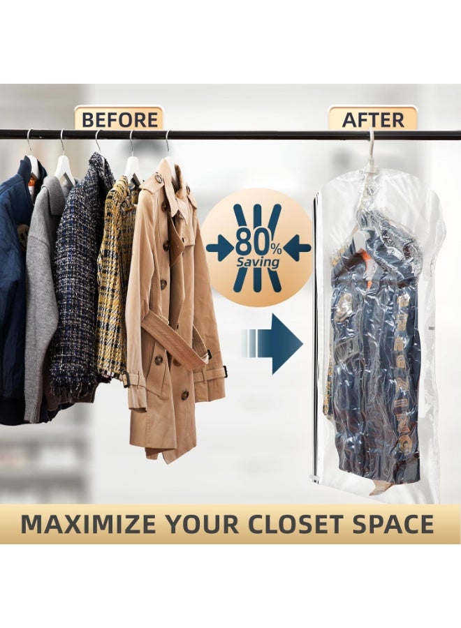 TAILI Hanging Vacuum Sealer Storage Space Saver Bags for Clothes, Suits, Coats or Jackets, 4 Pack Jumbo 53x27.6 Inches, Clear - Image 3