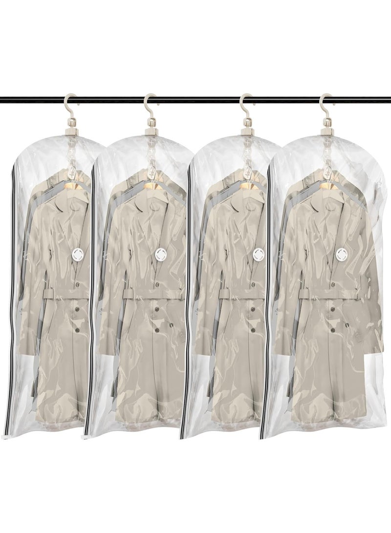 TAILI Hanging Vacuum Sealer Storage Space Saver Bags for Clothes, Suits, Coats or Jackets, 4 Pack Jumbo 53x27.6 Inches, Clear - Image 1