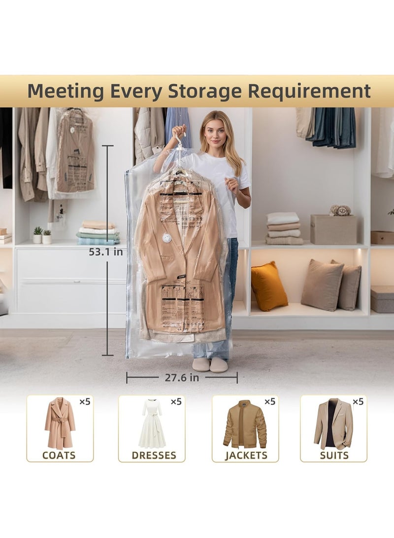 TAILI Hanging Vacuum Sealer Storage Space Saver Bags for Clothes, Suits, Coats or Jackets, 4 Pack Jumbo 53x27.6 Inches, Clear - Image 4