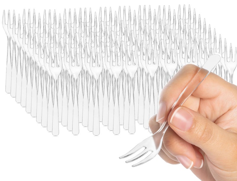 Tasting Mini Forks 500CT  LORESO Clear Mini Plastic Forks For Fruit Dessert and Frozen cakes BPA Free Reusable 38 Inches  Pack of 500
