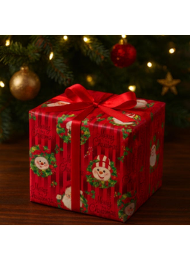 لف هدايا عيد الميلاد مخطط باللون الوردي الزاهي (عبوة من 2) - Image 2