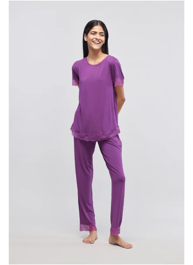 NeceSera Dreamy Purple Lace Pajama Set