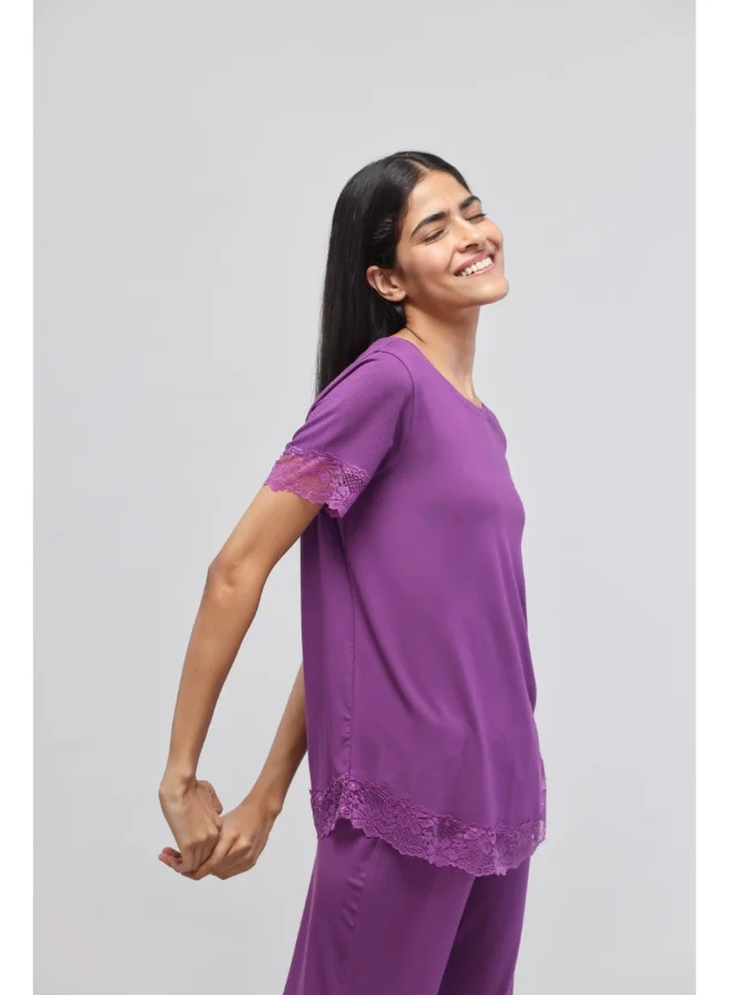 NeceSera Dreamy Purple Lace Pajama Set