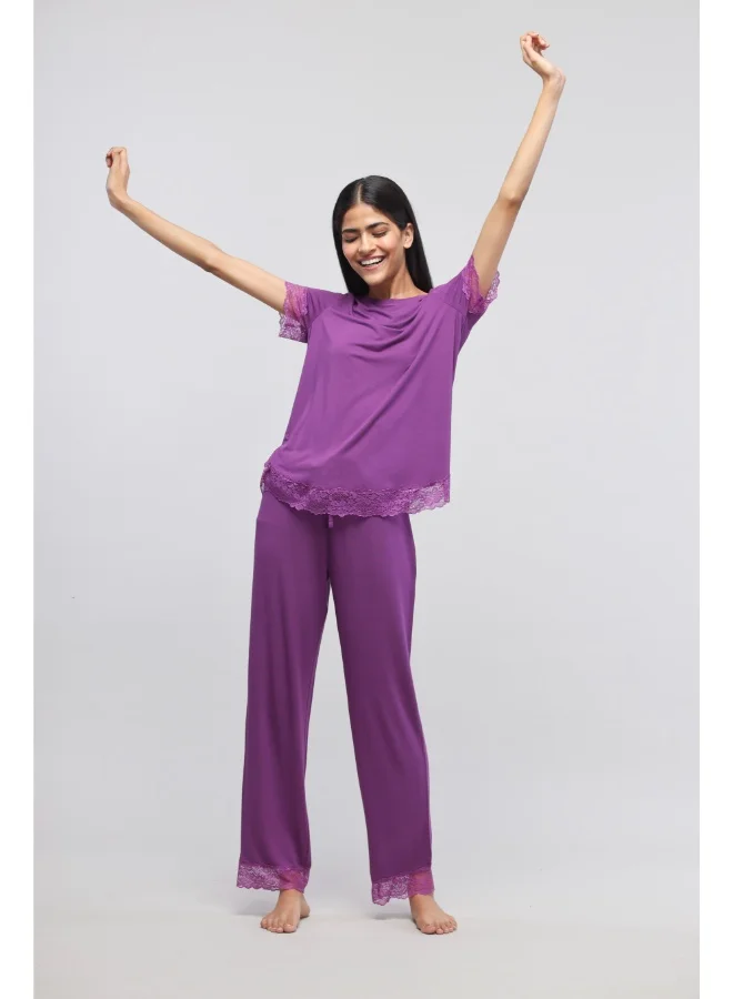 NeceSera Dreamy Purple Lace Pajama Set