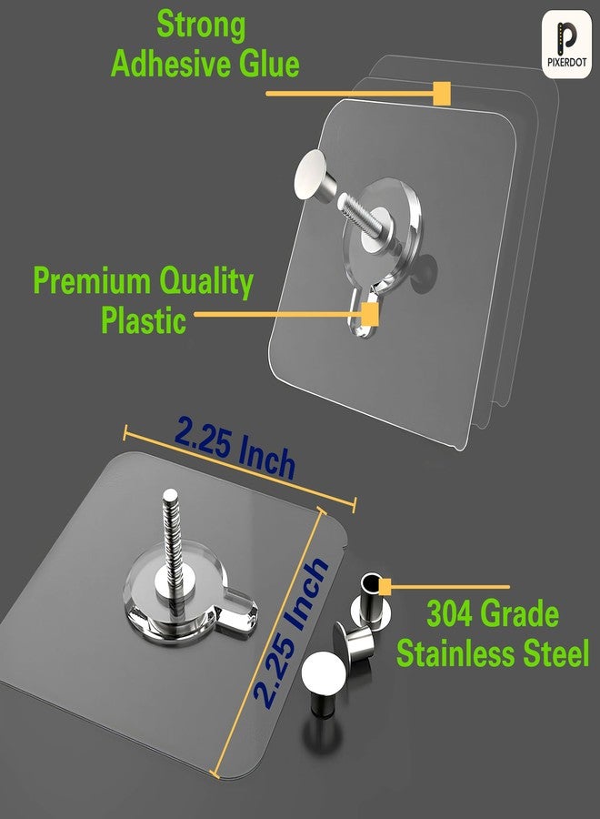 PIXERDOT® Heavy Duty Self Adhesive Wall Hooks, Strong Nail Free Sticky Hooks for Wall, No-Drill, Waterproof & Rustproof, Used for Kitchen, Bathroom, Home Décor, Hanging Towels, Photo Frames & More - Image 3