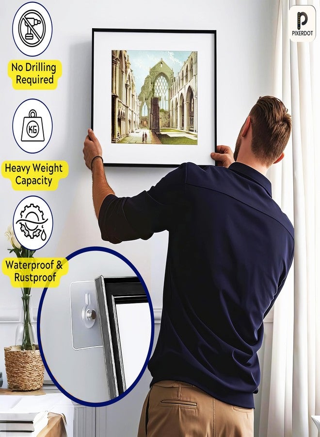 PIXERDOT® Heavy Duty Self Adhesive Wall Hooks, Strong Nail Free Sticky Hooks for Wall, No-Drill, Waterproof & Rustproof, Used for Kitchen, Bathroom, Home Décor, Hanging Towels, Photo Frames & More - Image 2