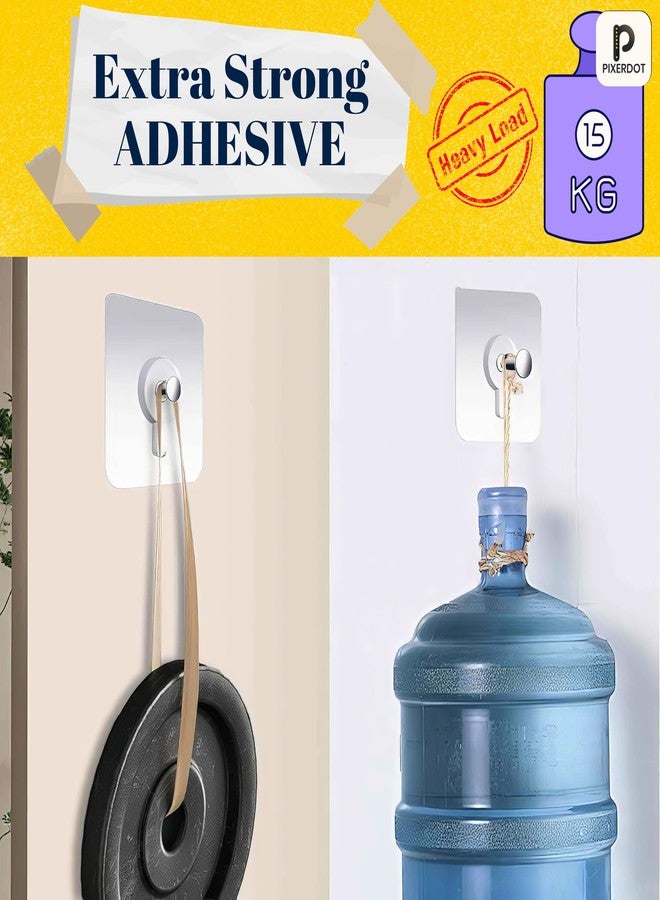 PIXERDOT® Heavy Duty Self Adhesive Wall Hooks, Strong Nail Free Sticky Hooks for Wall, No-Drill, Waterproof & Rustproof, Used for Kitchen, Bathroom, Home Décor, Hanging Towels, Photo Frames & More - Image 5