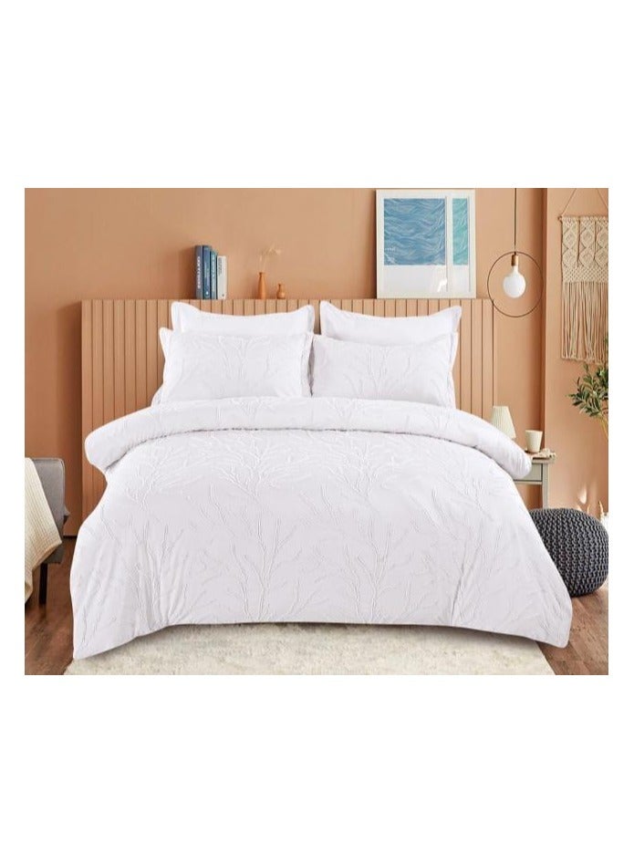 Comfy COMFY 6 PC KING SIZE COTTON PREMIUM EMBROIDERED FLORAL COMFORTER SET WHITE 