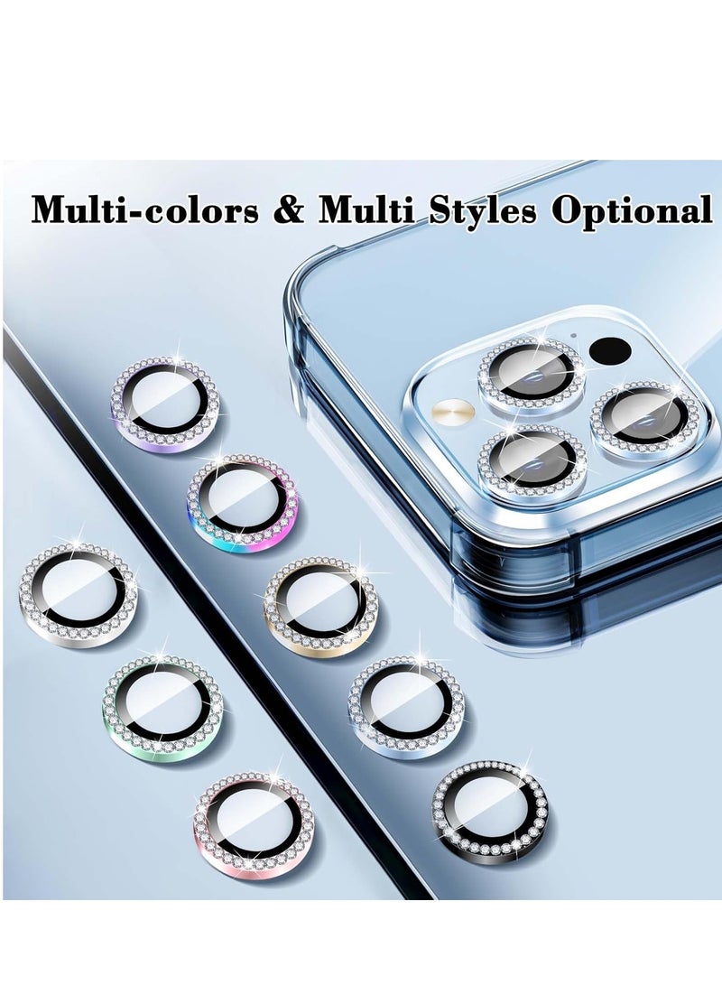 ELTRAZONE Blue Diamond Camera Lens Protector for iPhone 16 Pro/16 Pro Max - Glitter Tempered Glass Cover with Metal Alignment Rings - Image 2