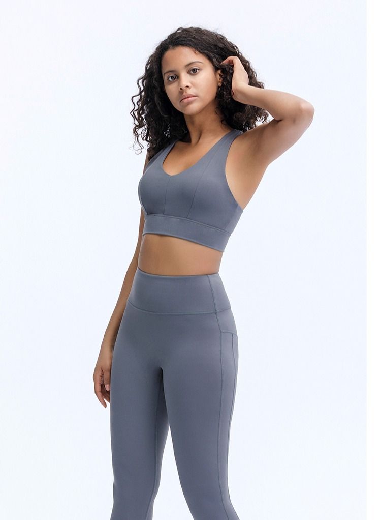 Loquat Yoga Exercise Fitness Running Bra Grey - Image 4