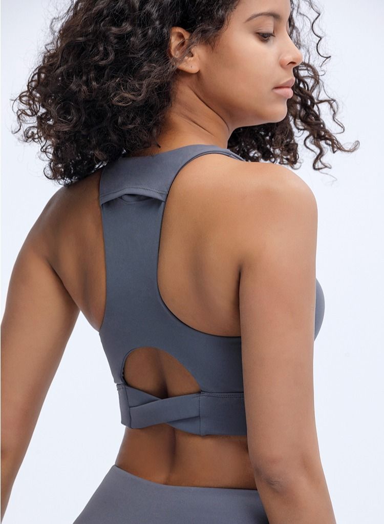 Loquat Yoga Exercise Fitness Running Bra Grey - Image 2