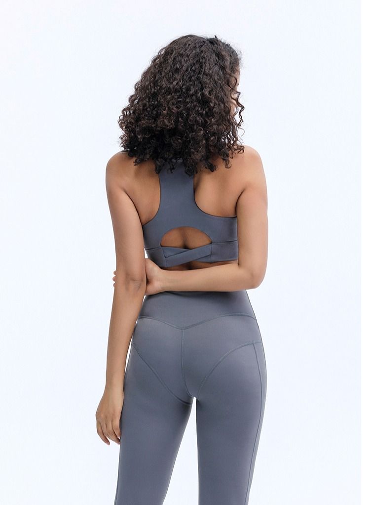 Loquat Yoga Exercise Fitness Running Bra Grey - Image 3