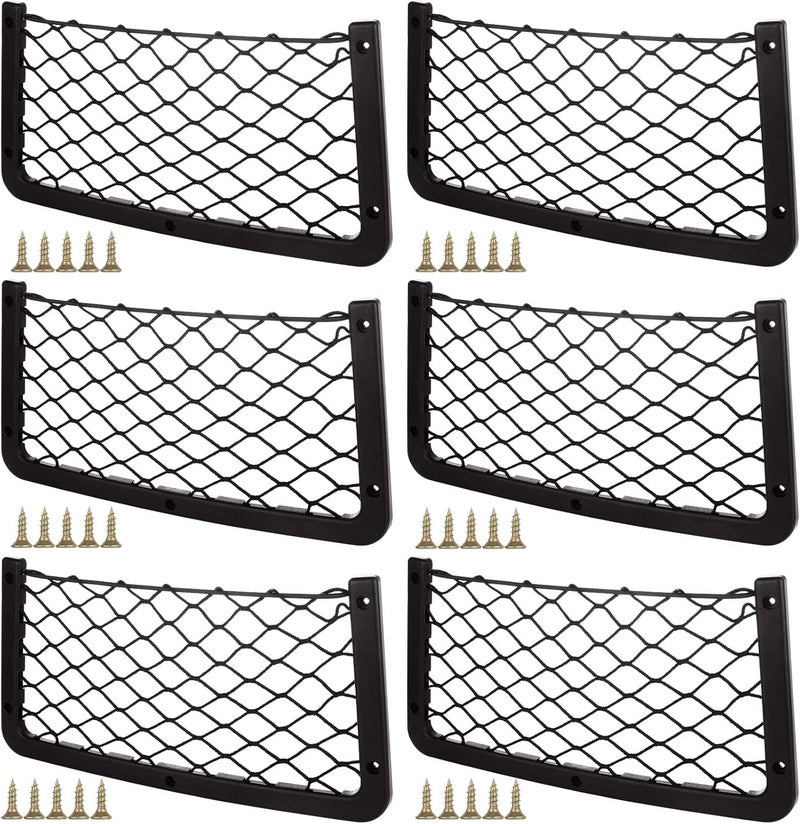 MIVIDE 6 Pack 36x18CM Storage Nets for Campervans, Cargo Nets for Van, Elastic Mesh Car Storage Net, Campervan Storage Net, Trunk Car Storage Solutions Accessories for Phone Storage Modern practical shape - Image 1
