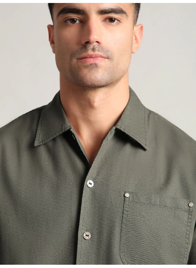 Beyoung Grey Solid Multipocket Shacket