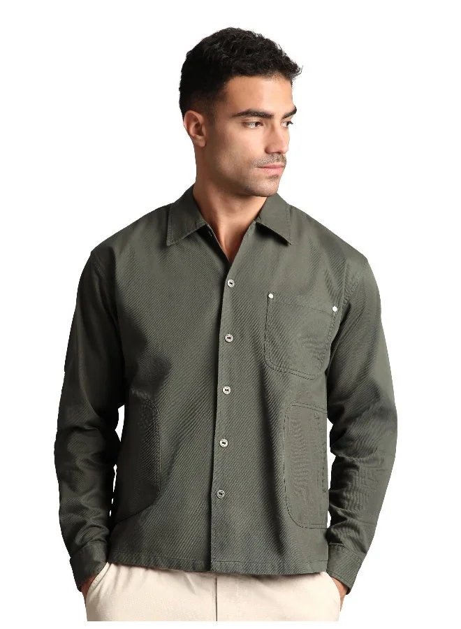 بيونغ جاكيت رمادي سادة بجيوب متعددة