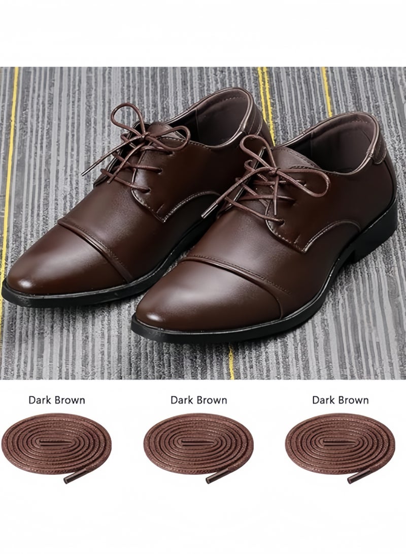 3-Pairs Waxed Round Shoe Laces for Men Women Leather Shoes Winter Martin Boots Brown - Image 2