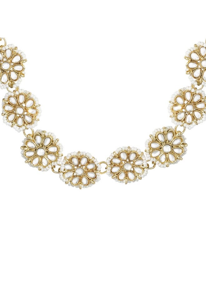 Peora Gold Plated Traditional Floral Kundan Brass Alloy Pearl Studded Rajasthani Sheeshpatti Sheeshphool Mathapatti for Women - Image 5